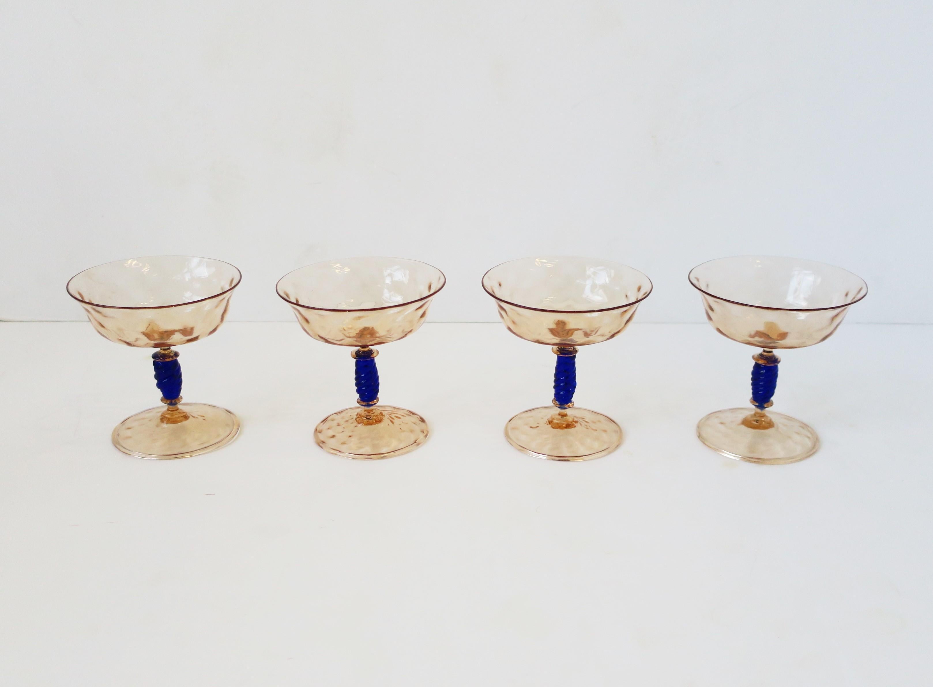Art Glass Italian Venetian Murano Champagne Coups Glasses