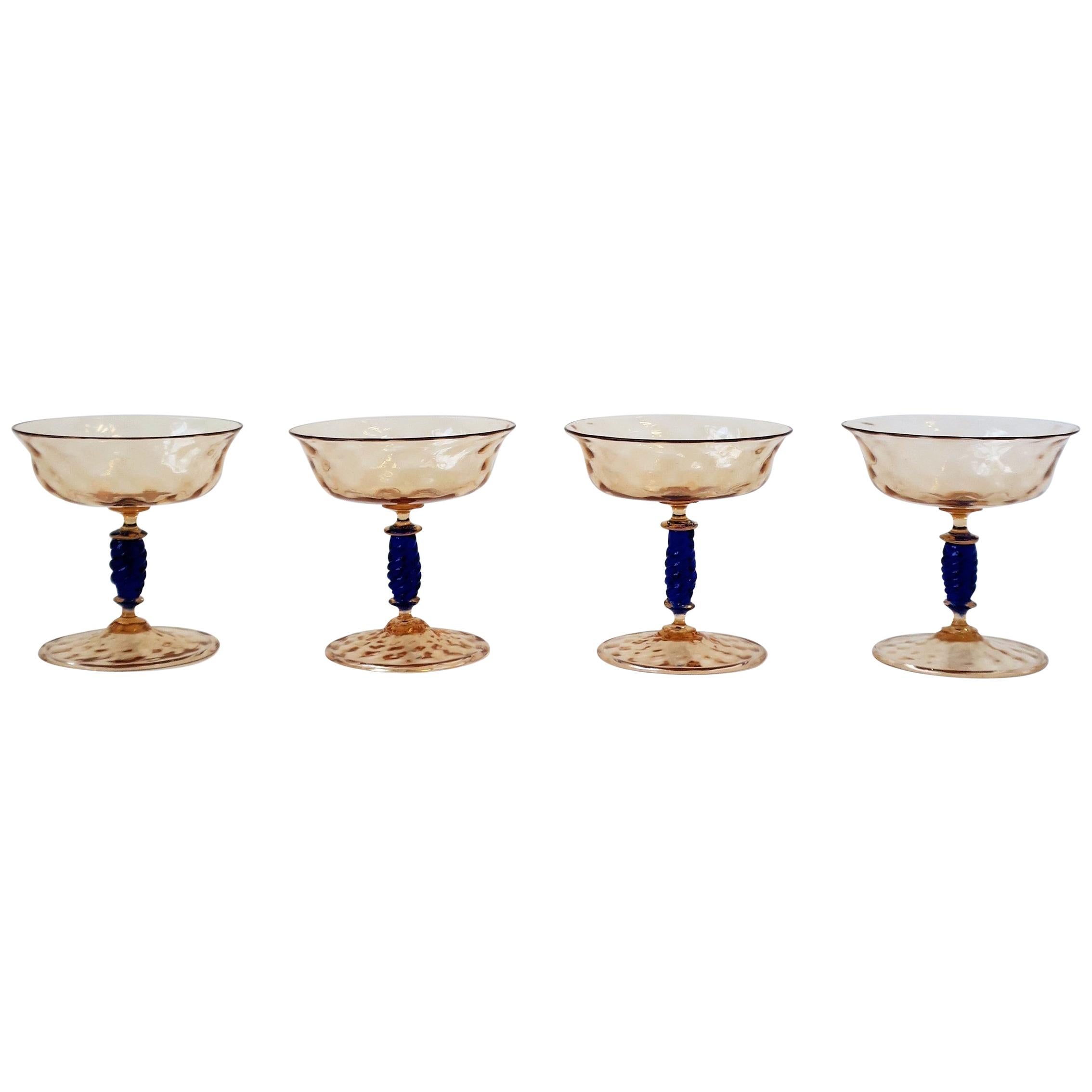 Italian Venetian Murano Champagne Coups Glasses