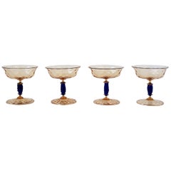 Vintage Italian Venetian Murano Champagne Coups Glasses