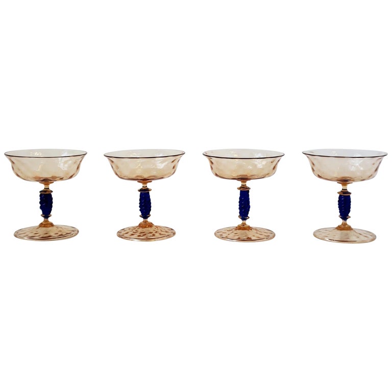 Murano glass champagne coupes, 20th century, offered by Anne Dettmeier