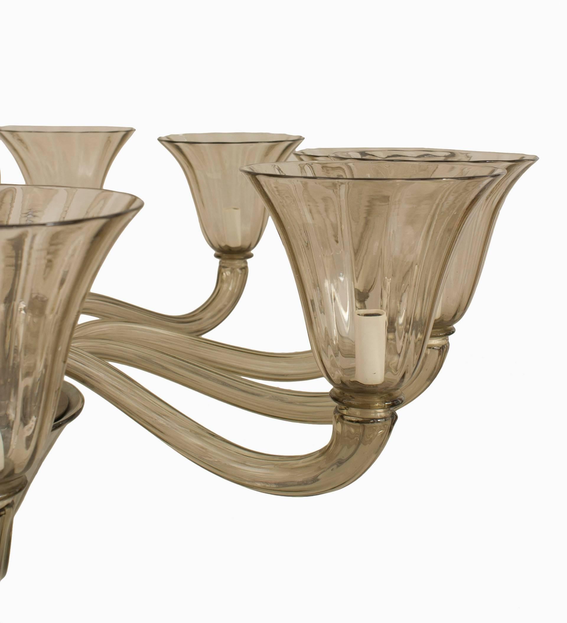 Mid-Century Modern Seguso Italian Venetian Murano Smoked Glass Chandelier