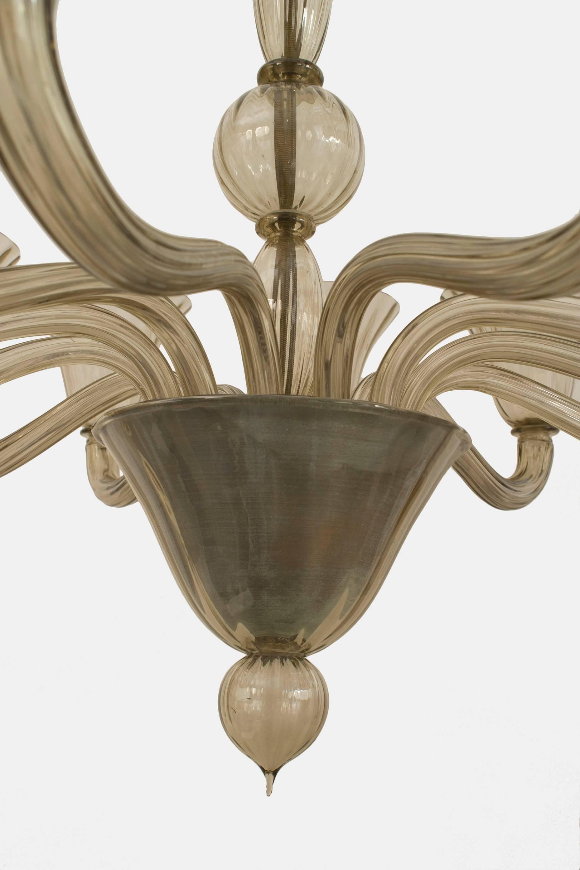 Seguso Italian Venetian Murano Smoked Glass Chandelier In Good Condition In Queens, NY