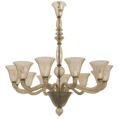 Seguso Italian Venetian Murano Smoked Glass Chandelier