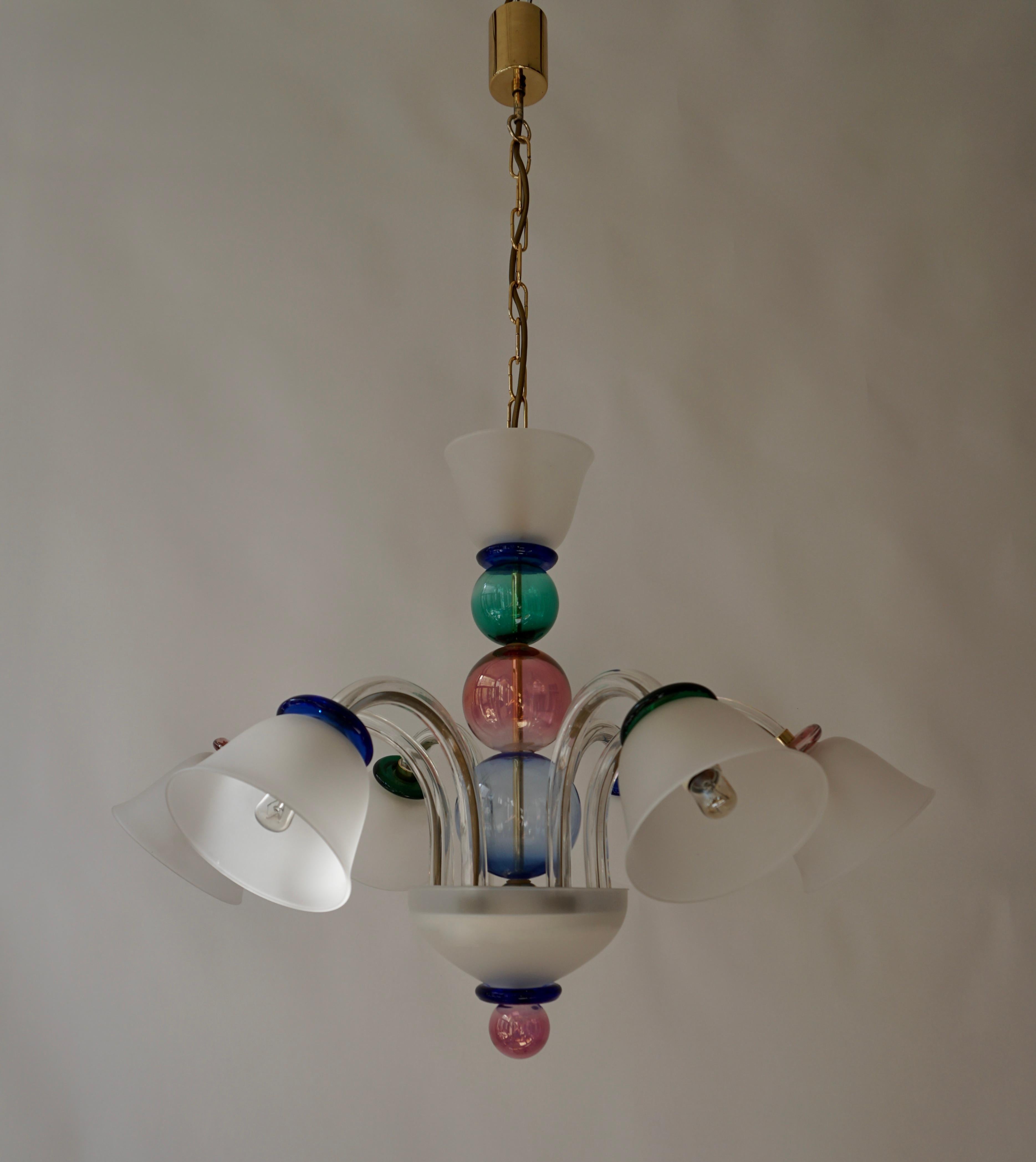 Italian Venetian Murano Colored Glass Chandelier For Sale 4