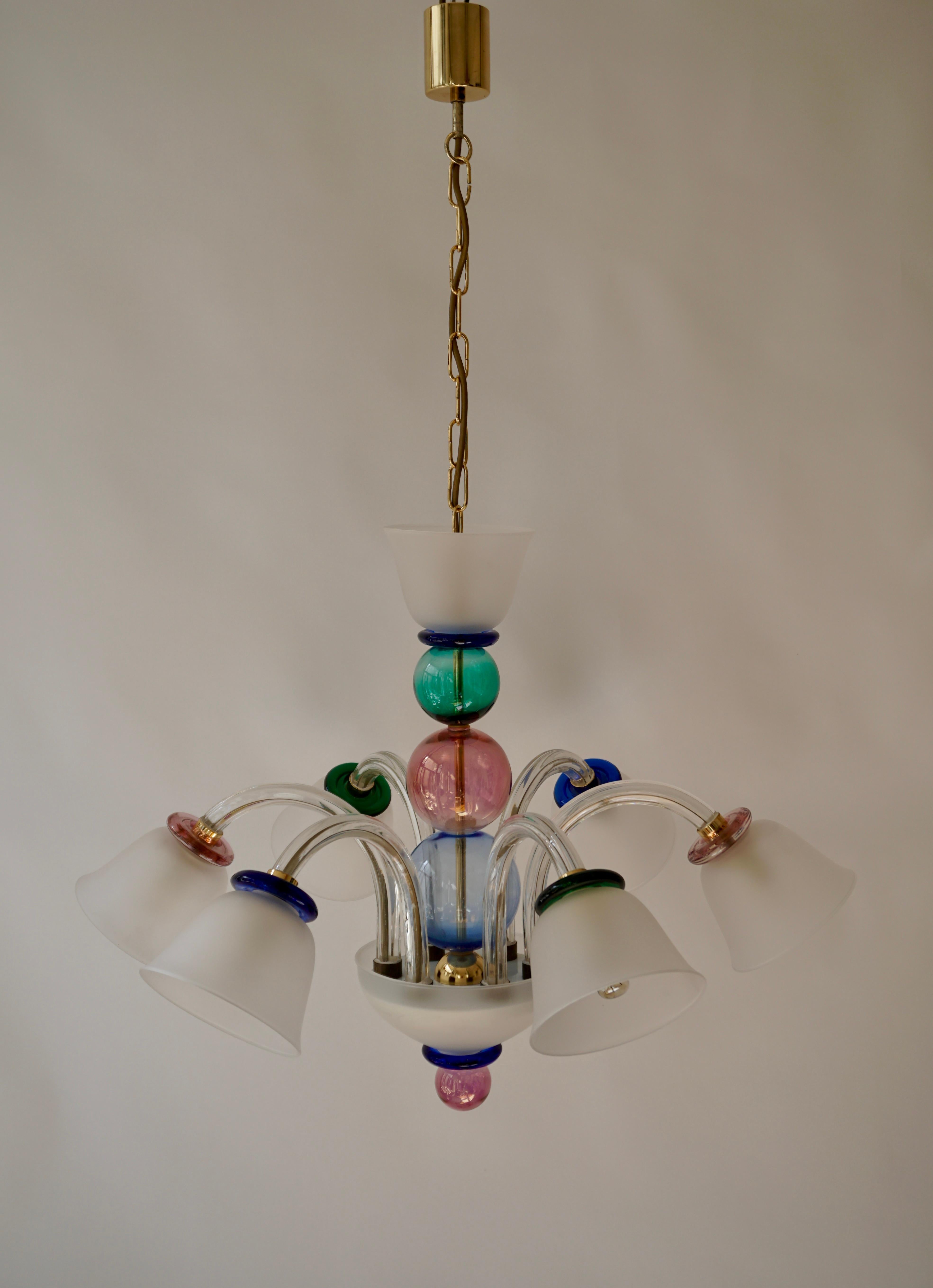 Italienischer venezianischer Murano-Kronleuchter aus farbigem Glas im Angebot 2