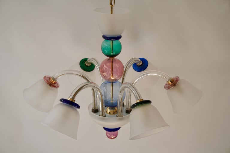 Italian Venetian Murano Colored Glass Chandelier 3