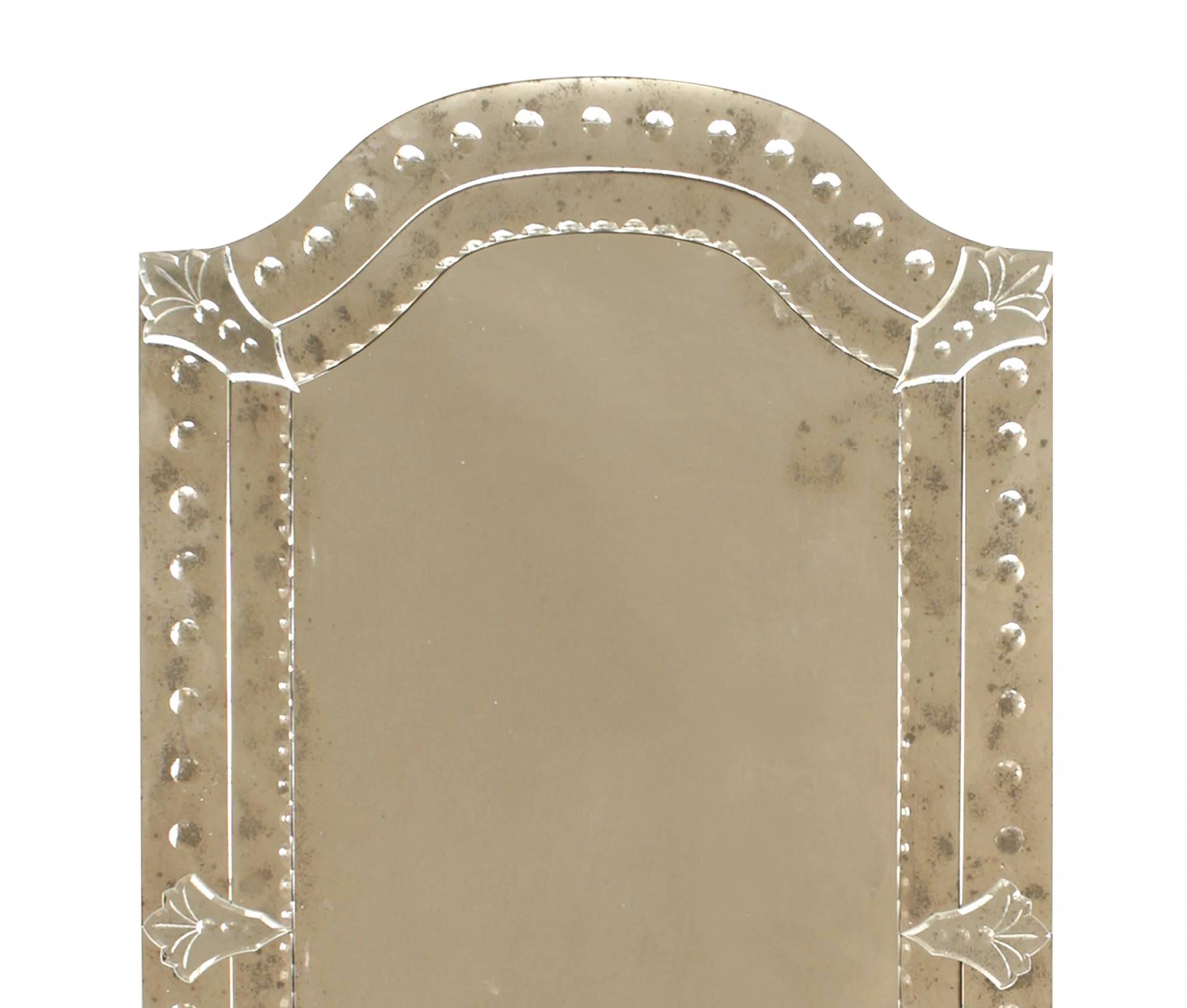 Modern Italian Venetian Murano Dotted Glass Panel Wall Mirror For Sale