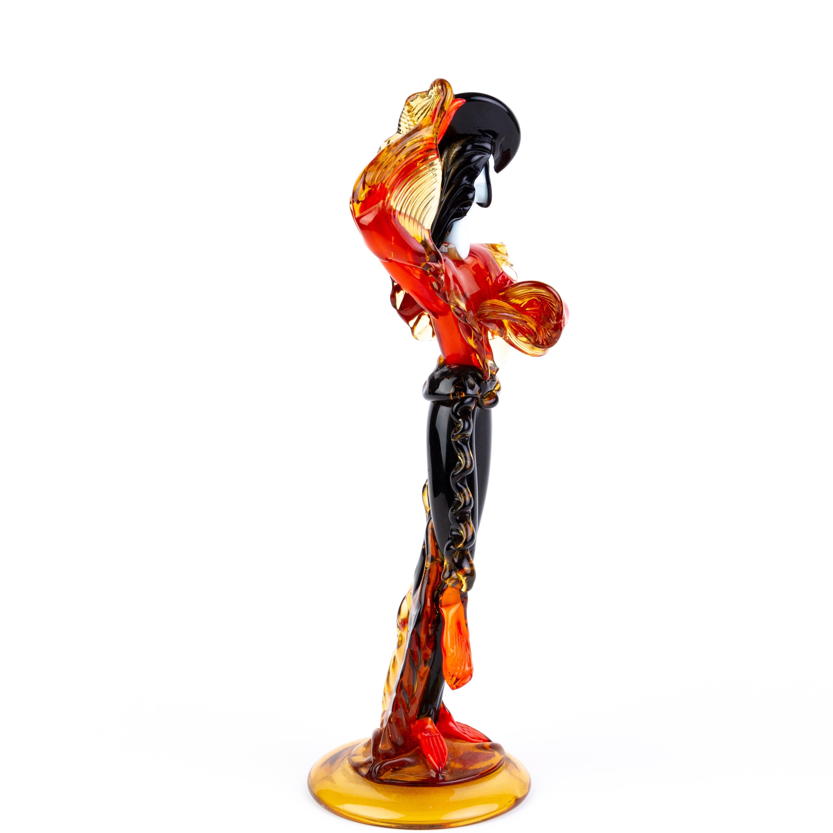 Italian Venetian Murano Glass Flamenco Dancer Sculpture by Franco Toffolo 
Good condition
From a private collection.
Free international shipping.