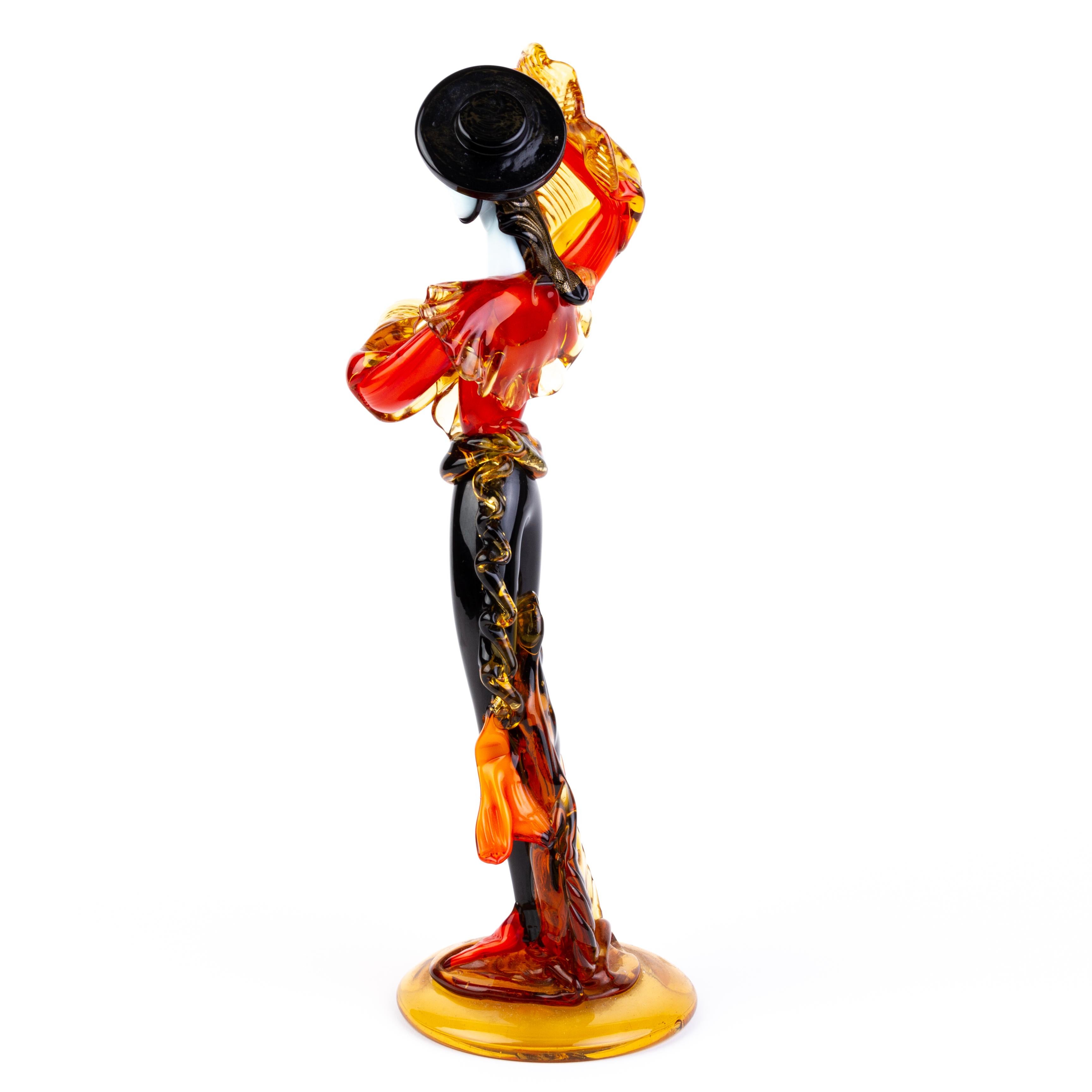Italian Venetian Murano Glass Flamenco Dancer Sculpture by Franco Toffolo  In Good Condition For Sale In Nottingham, GB