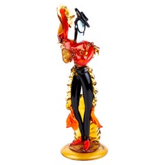 Scultura di ballerina di flamenco in vetro veneziano di Murano di Franco Toffolo