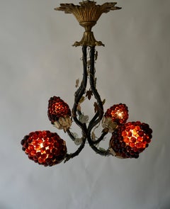 Italian Venetian Murano Glass Grape and Flower Chandelier