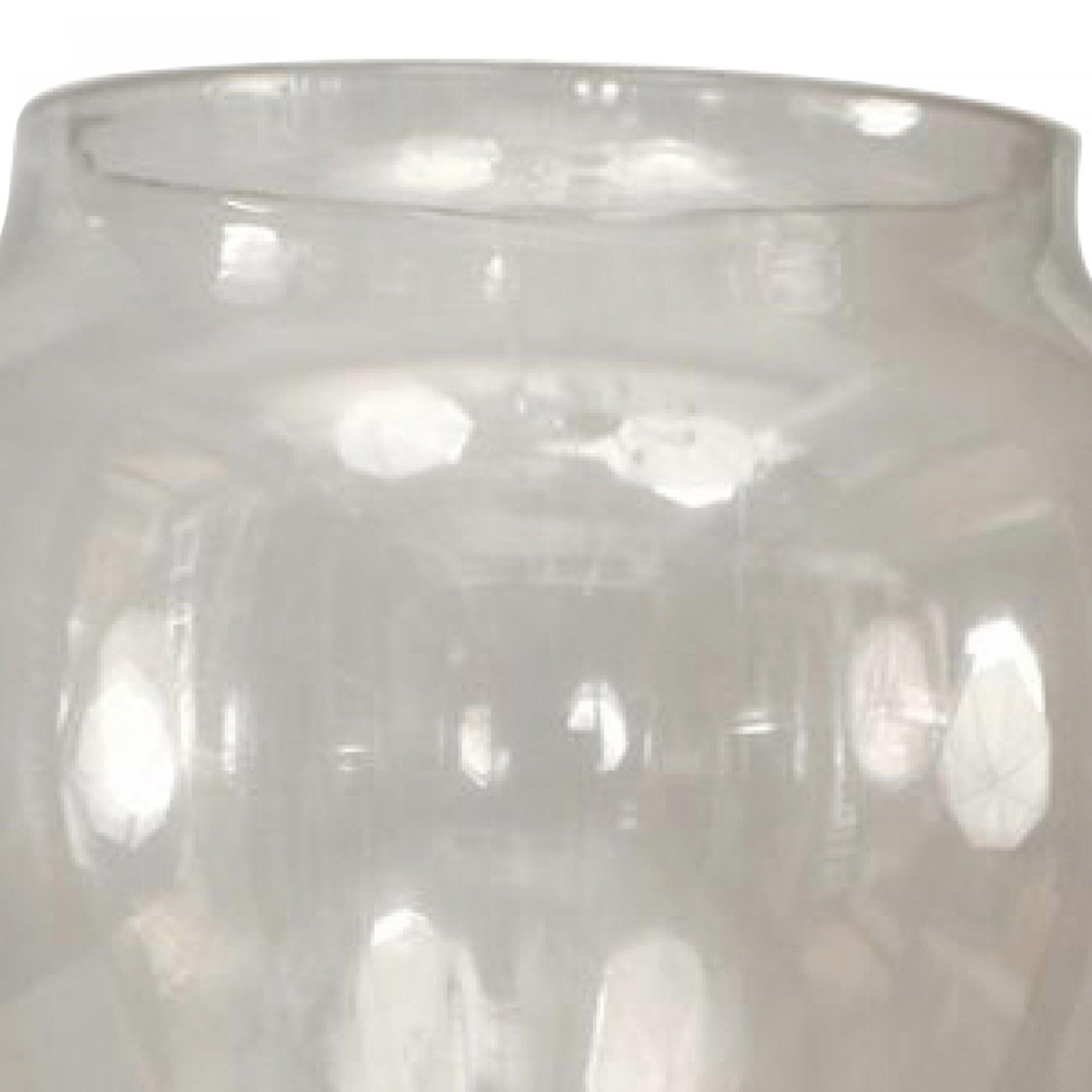 Vaso in vetro trasparente di Murano del 1940 con stelo centrale scanalato in vetro spolverato d'oro.