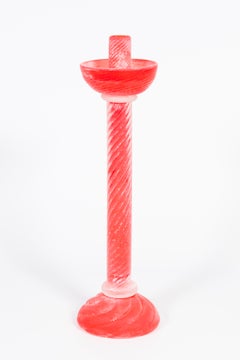 Candelero veneciano italiano de cristal de Murano Scavo años 80 Firmado Cenedese