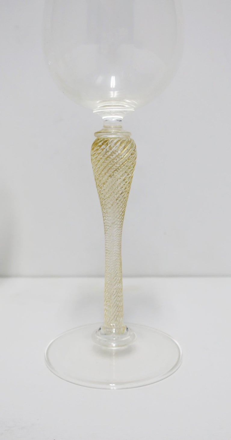 Italian Murano Gold Art Glass Wine or Cocktail Glasses, Set of