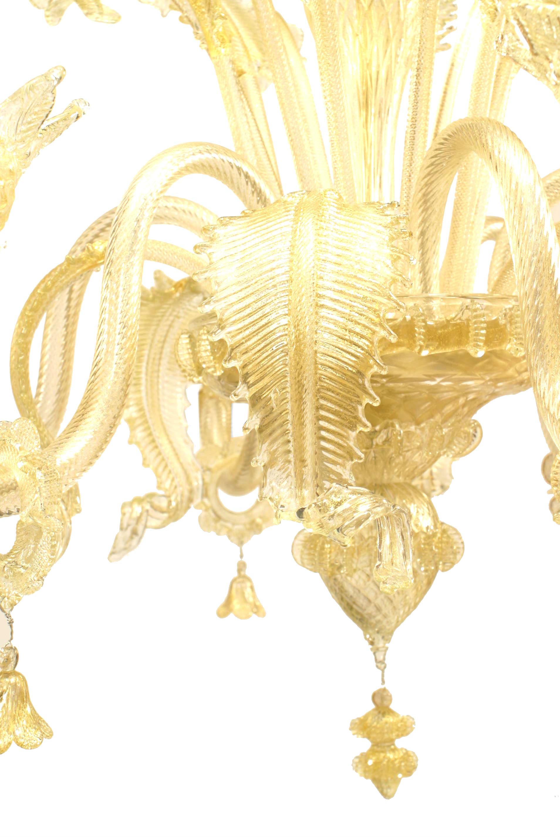 Italian Venetian Murano Gold Dusted Glass Chandelier In Good Condition In New York, NY