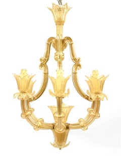 Italain Venetian Murano Gold Dusted Bamboo Glass Chandelier