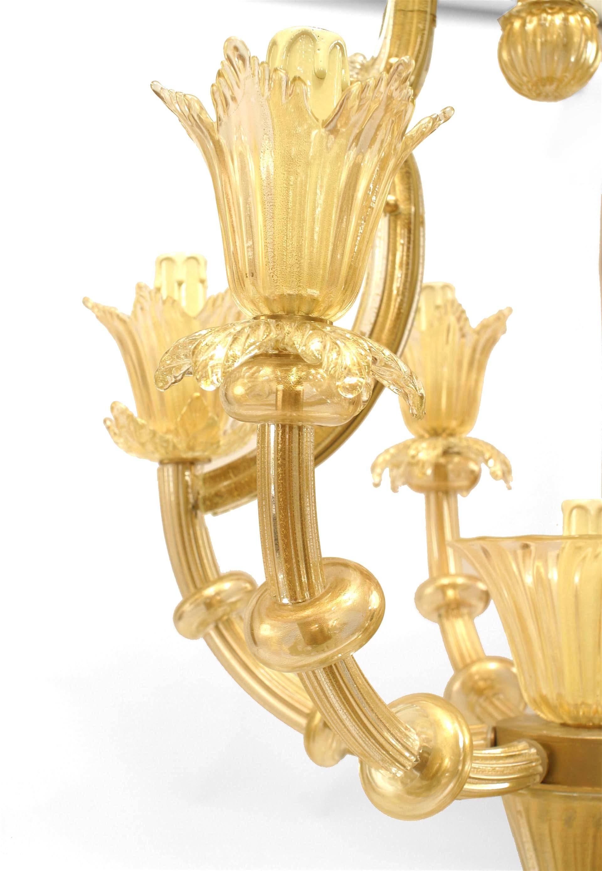 Modern Italain Venetian Murano Gold Dusted Bamboo Glass Chandelier For Sale