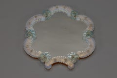 Italian Venetian Murano Light Blue and Opalescent Glass Wall Mirror, 1950s