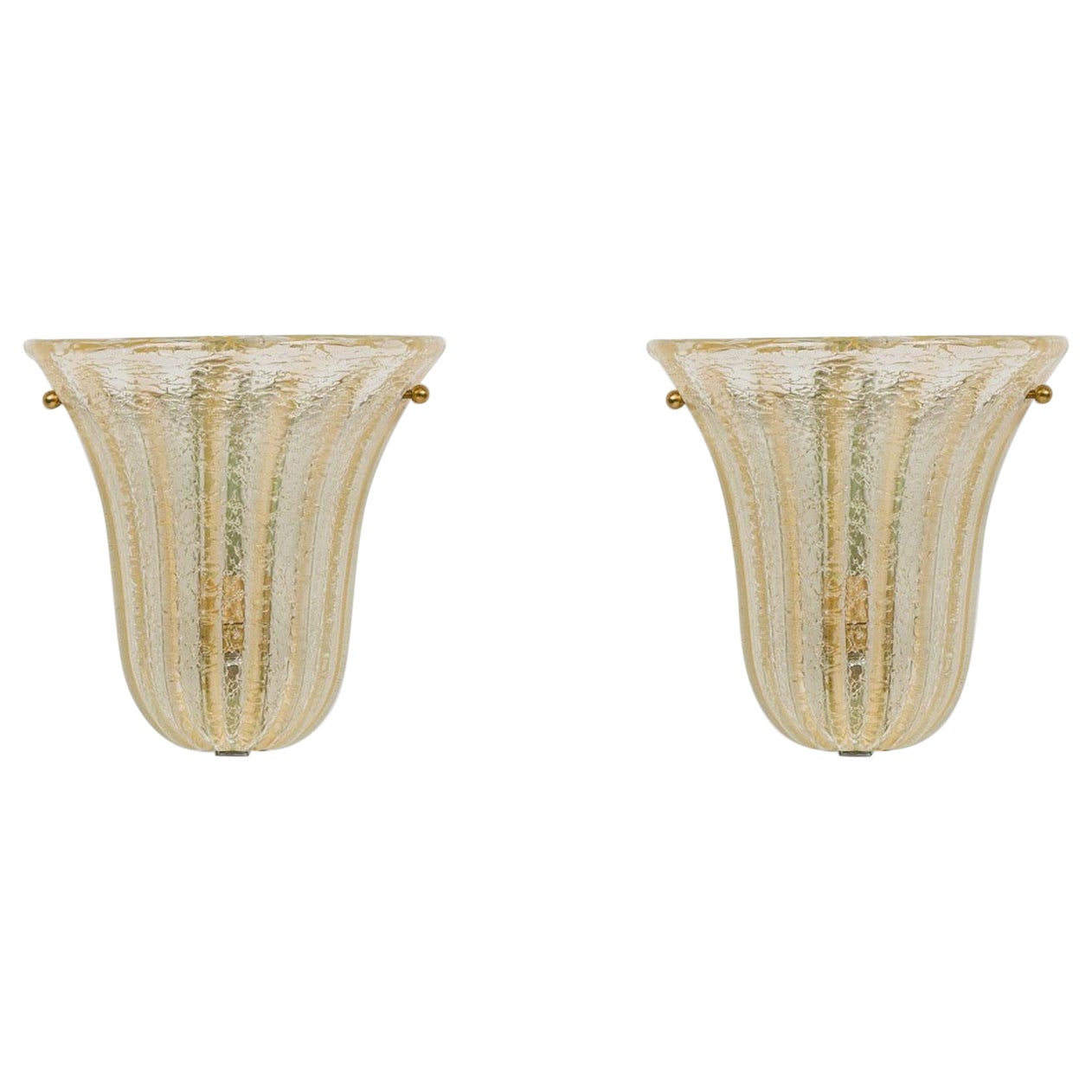 Italian Venetian Murano Rugiada Glass Wall Sconces