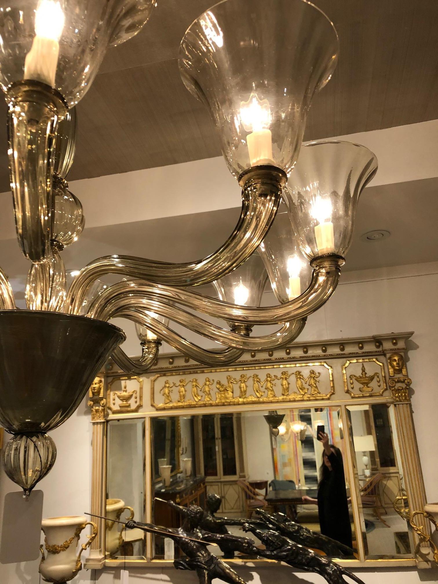 Italienischer venezianischer Muranoglas-Kronleuchter aus Rauchglas von Seguso 1