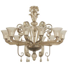 Italian Venetian Murano Smoked Glass Chandelier
