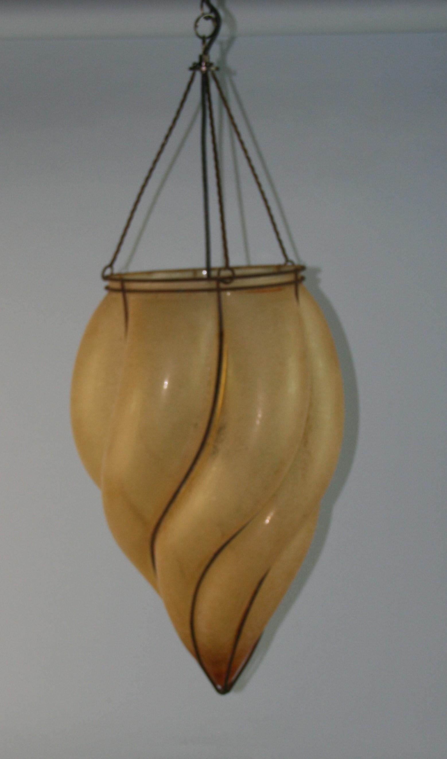 Antique Italian Venetian Oversized Caged Glass Pendant, 1940's For Sale 4