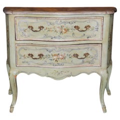 Italian Venetian Paint Decorated Commode With Faux Marble Top