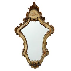 Italian Venetian Painted and Carved Giltwood Mirror, circa 1850