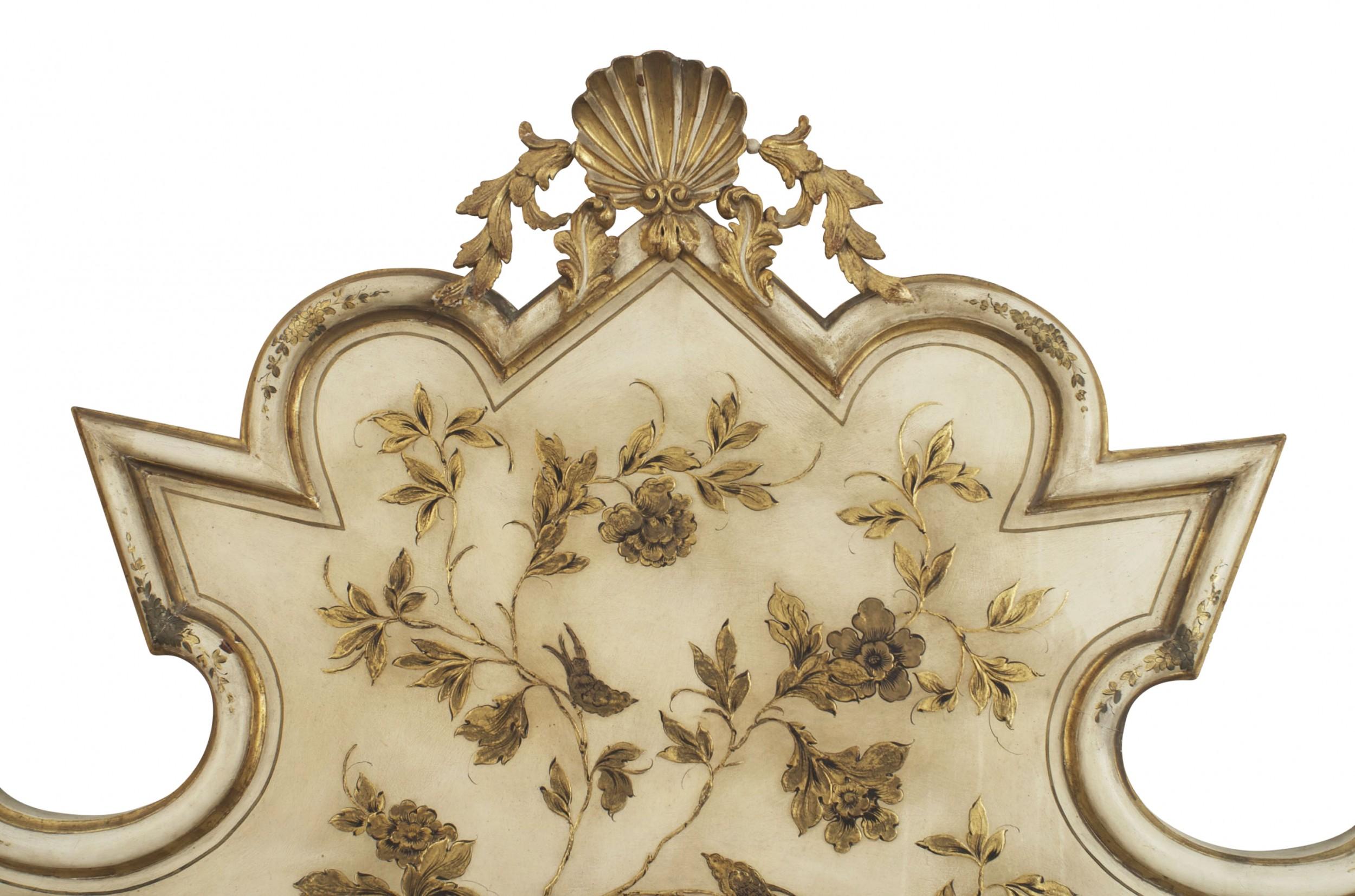 Baroque Italian Venetian Painted Gilt King Headboard