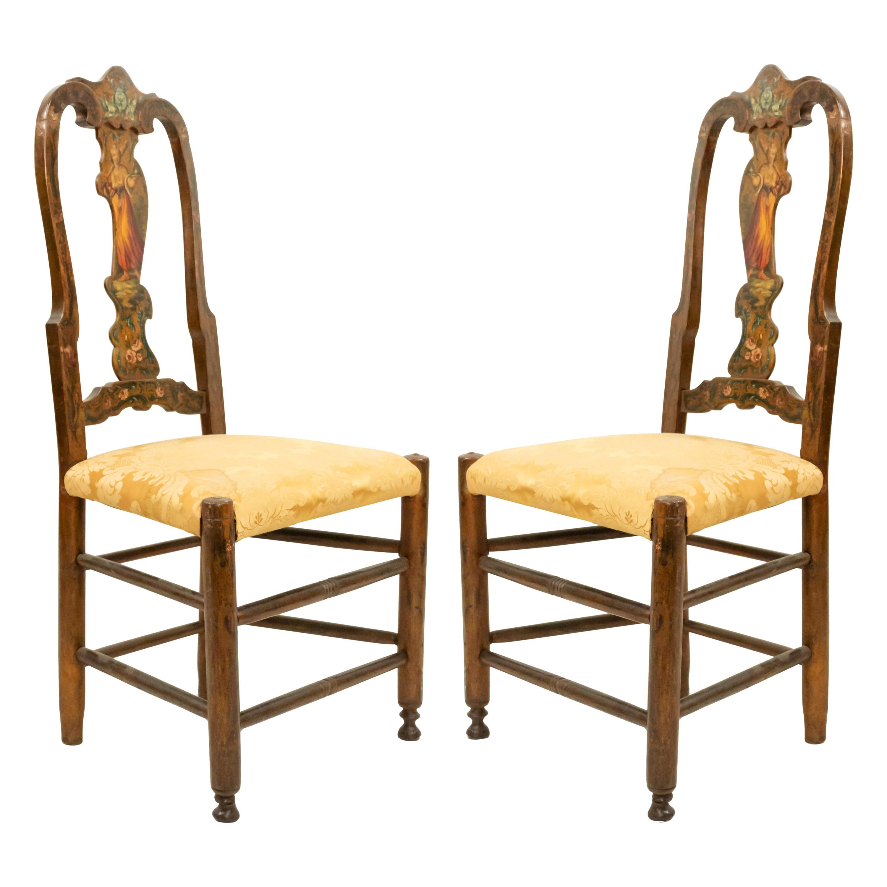 Italian Venetian Painted Side Chairs For Sale