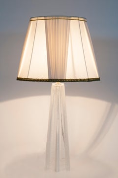 Pair of Murano Glass Table Lamps Star shaped Silver in Crystal color Italy 1980s