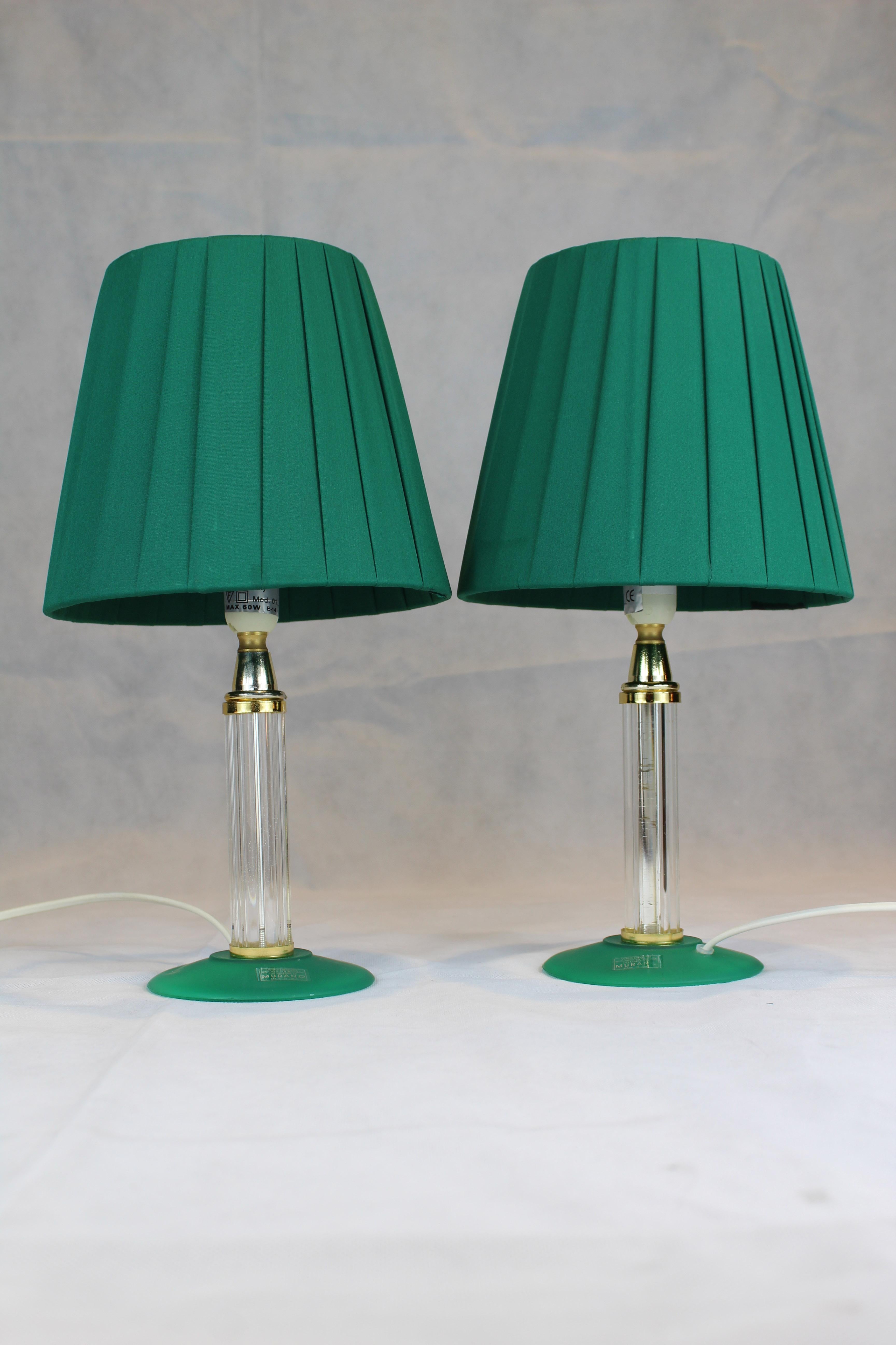 Italian Venetian Pair of Table Lamps , Murano Glass In Good Condition For Sale In Verona, IT