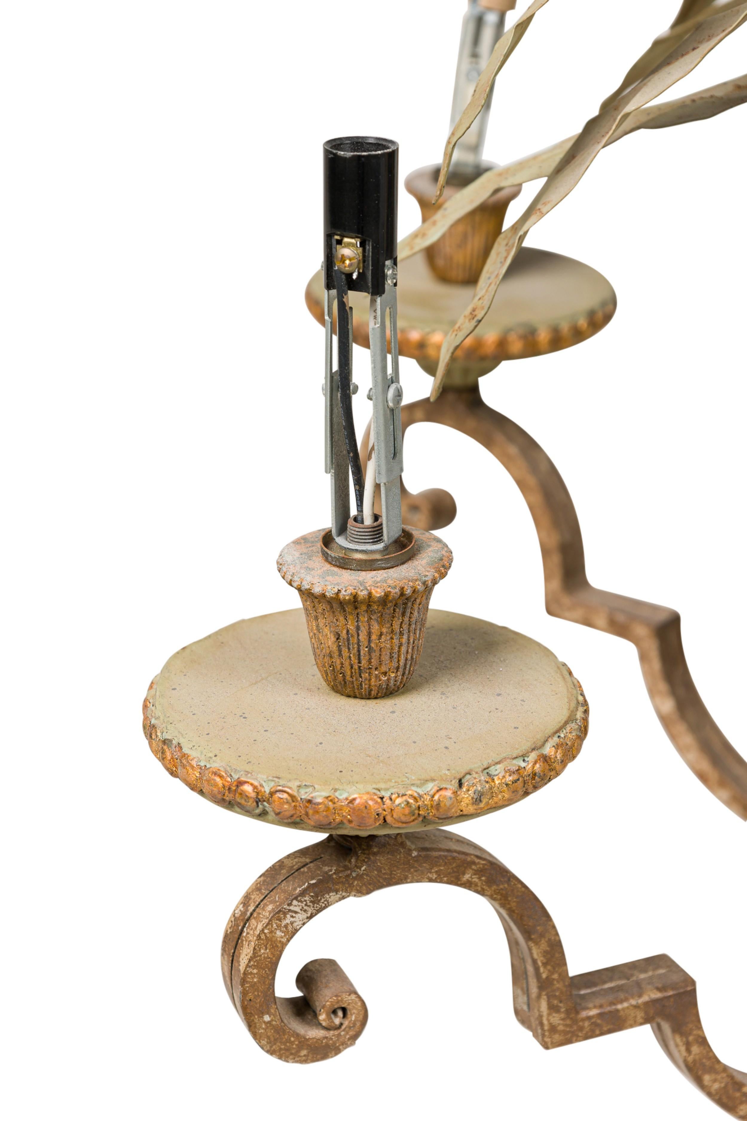 Italian Venetian Peinte 6 Armed Tole Chandelier In Good Condition For Sale In Queens, NY