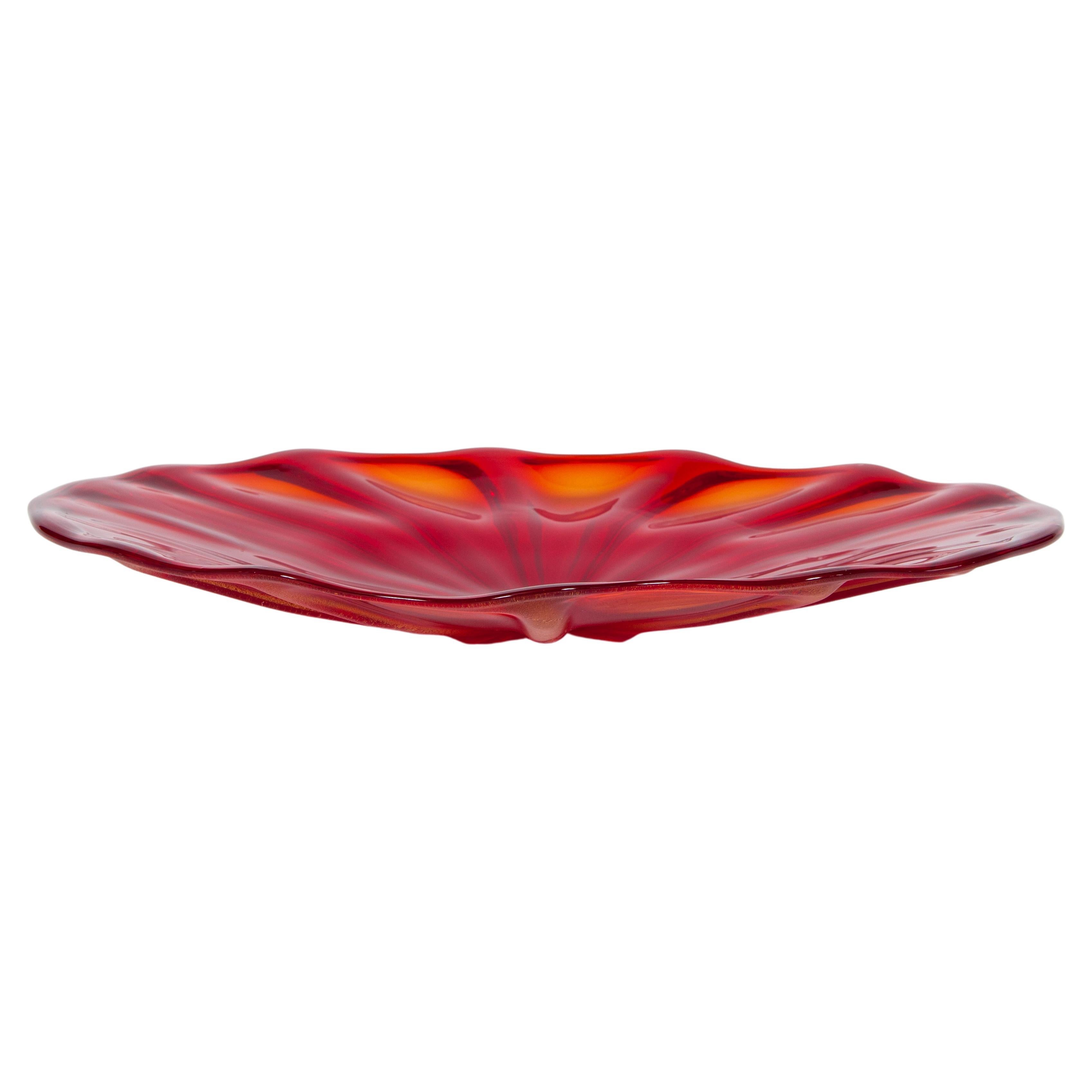 Italian Venetian Red Murano Glass Centerpiece with Submerged Gold, 2000s For Sale