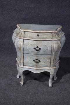 Italian Venetian Robins Egg Blue Bombe Antiqued Finish Nightstand Commode