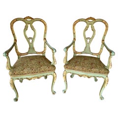 Italian Venetian Rococo Style Armchairs - A Pair