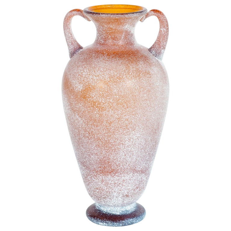 Vase Amphore Murano En Verre Soufflé – Vert, Style Scavo Ancien