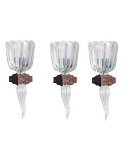 Italian Venetian Sconces in Blown Murano Glass Iridescent color, 1960s