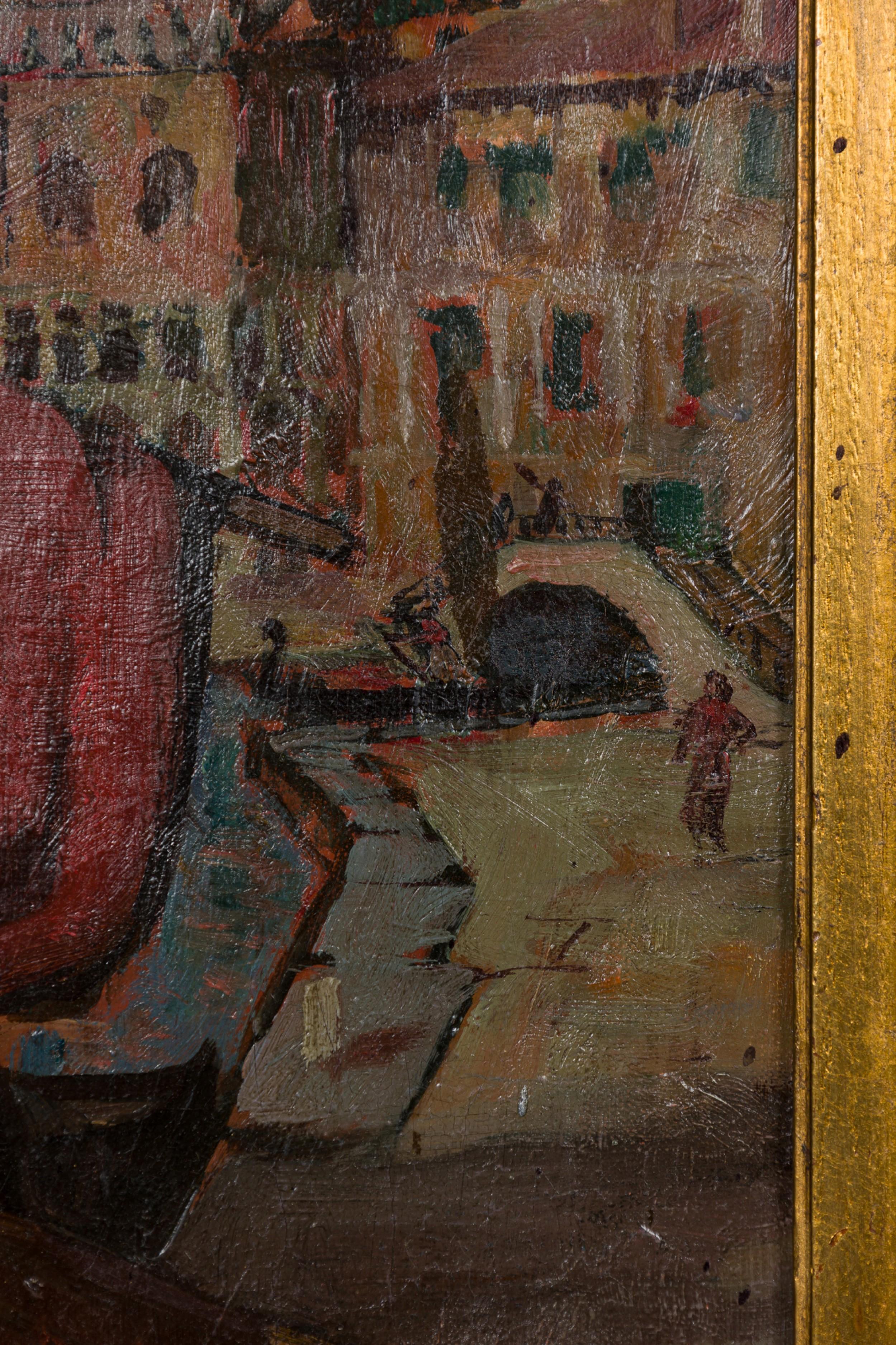 19th Century Italian Venetian Seascape of Canal For Sale