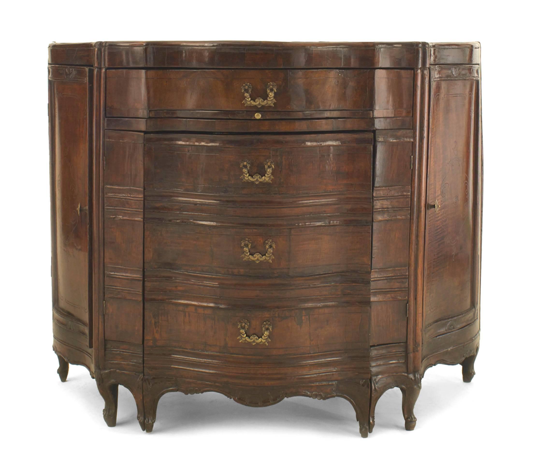 Rococo Italian Venetian Walnut Serpentine Desk For Sale