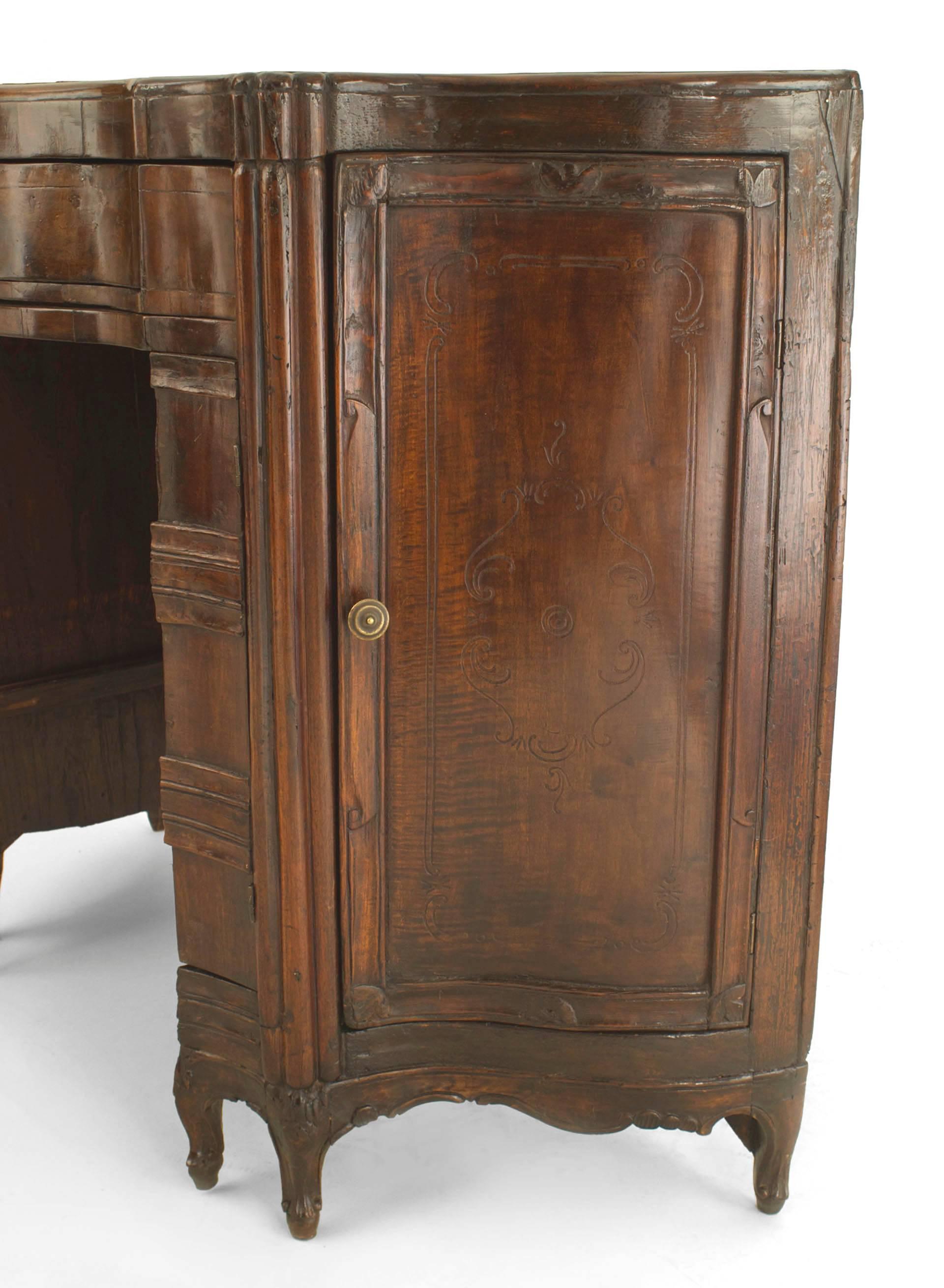 Upholstery Italian Venetian Walnut Serpentine Desk For Sale