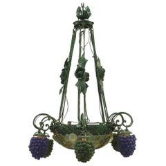 Italian Venetian Murano Grape and Flower Chandelier