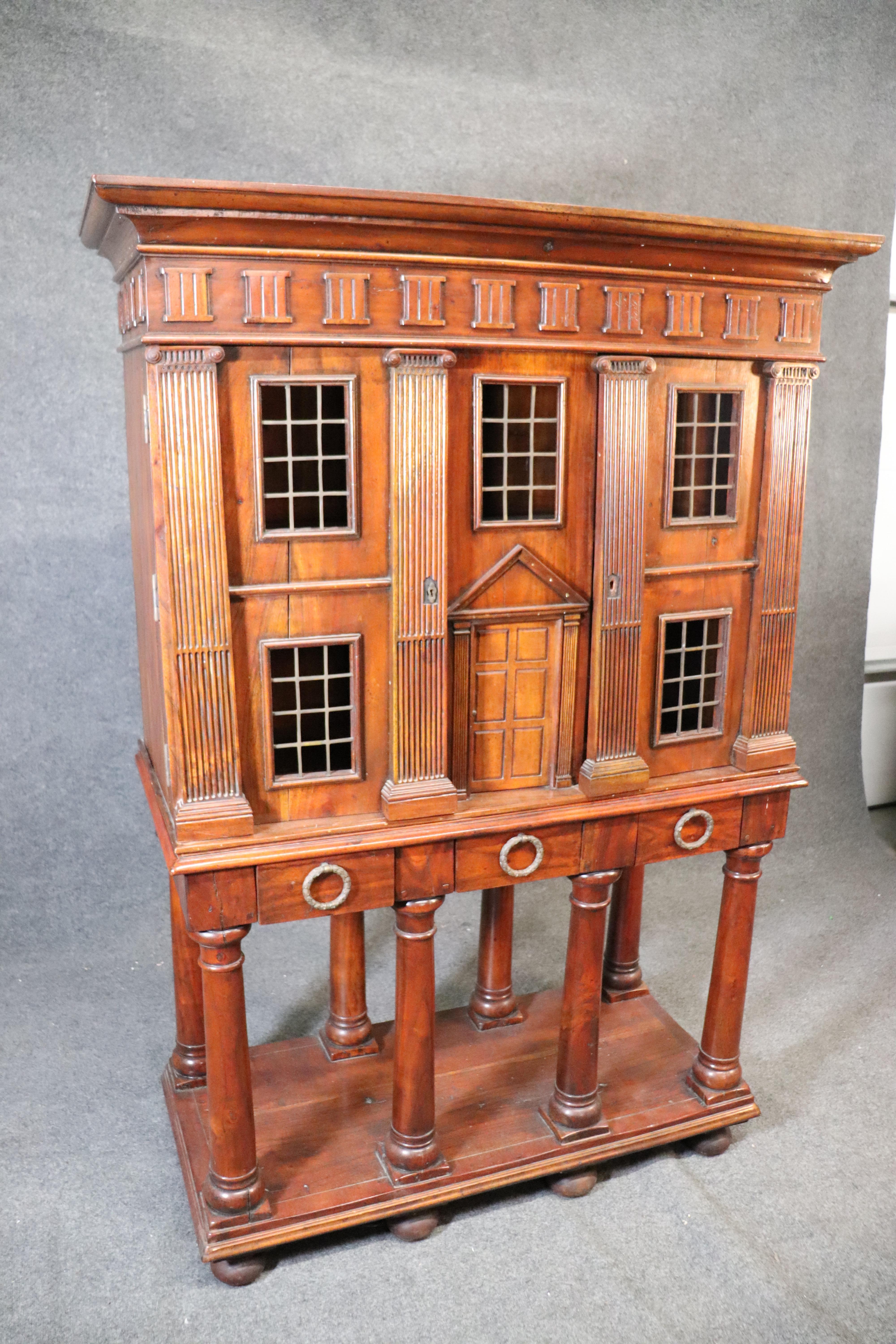 Baroque Italian Venetian Solid Walnut Collectors Liquor Cabinet Looks like a House
