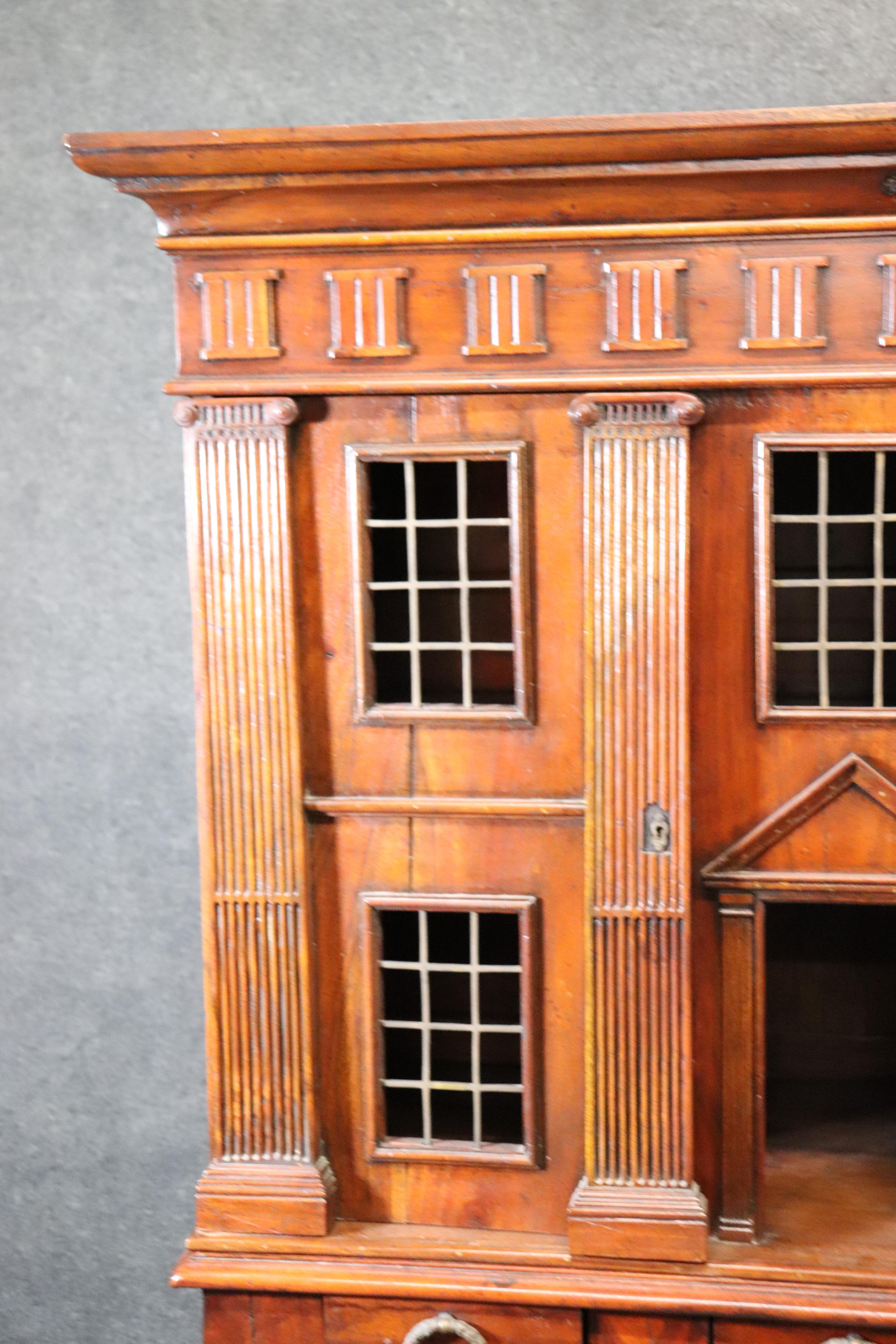 Italian Venetian Solid Walnut Collectors Liquor Cabinet Looks like a House 2
