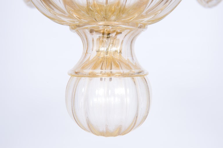 Italian Venetian, Sphere Chandelier, Blown Murano Glass, Handcrafted, Gold For Sale 4