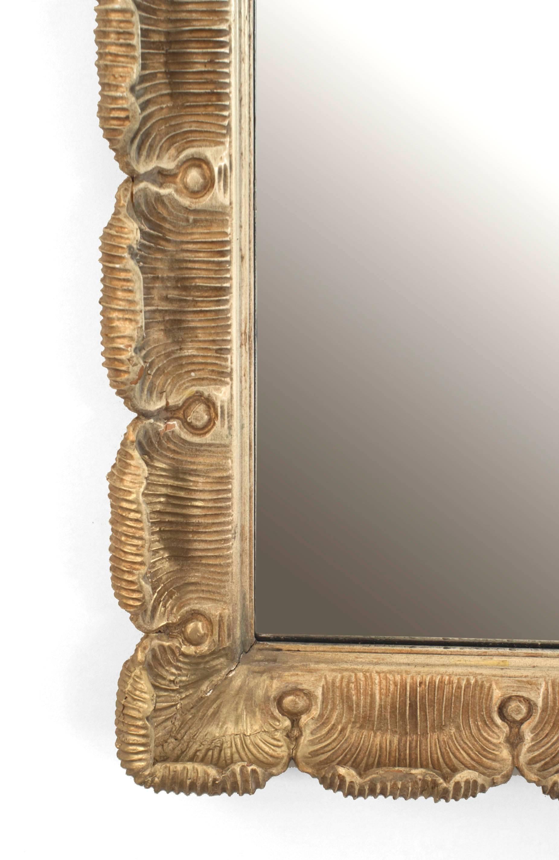 Carved Italian Venetian Style, 1950s Gilt and Cream Frame Wall Mirror