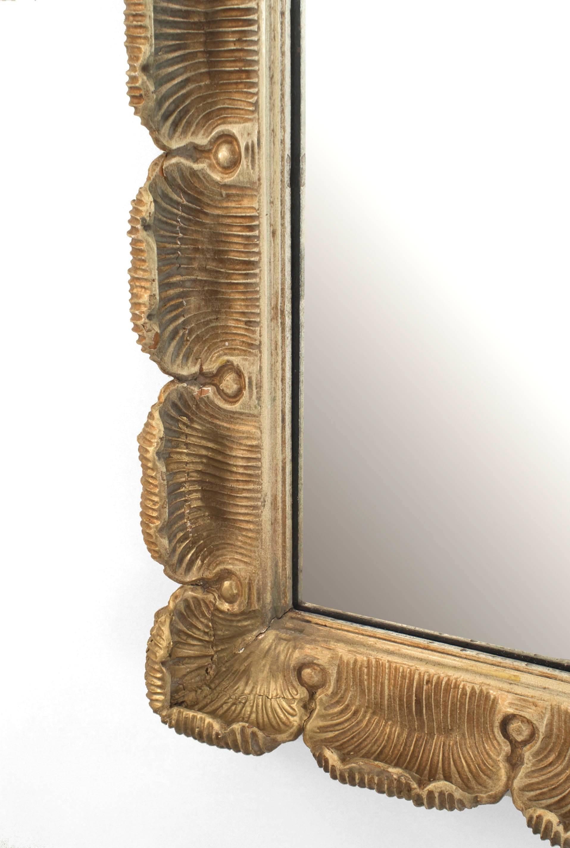 Italian Venetian Style, 1950s Gilt and Cream Frame Wall Mirror In Good Condition In New York, NY