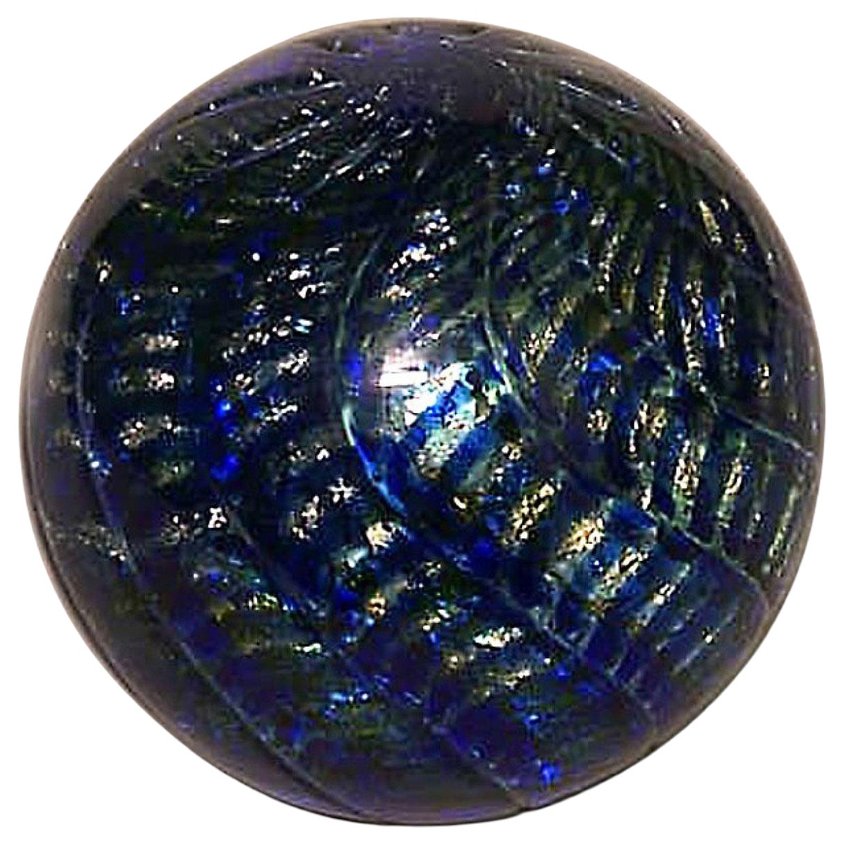 Italian Venetian Style Blue Crystal Paperweight
