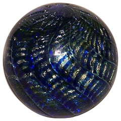 Italian Venetian Style Blue Crystal Paperweight