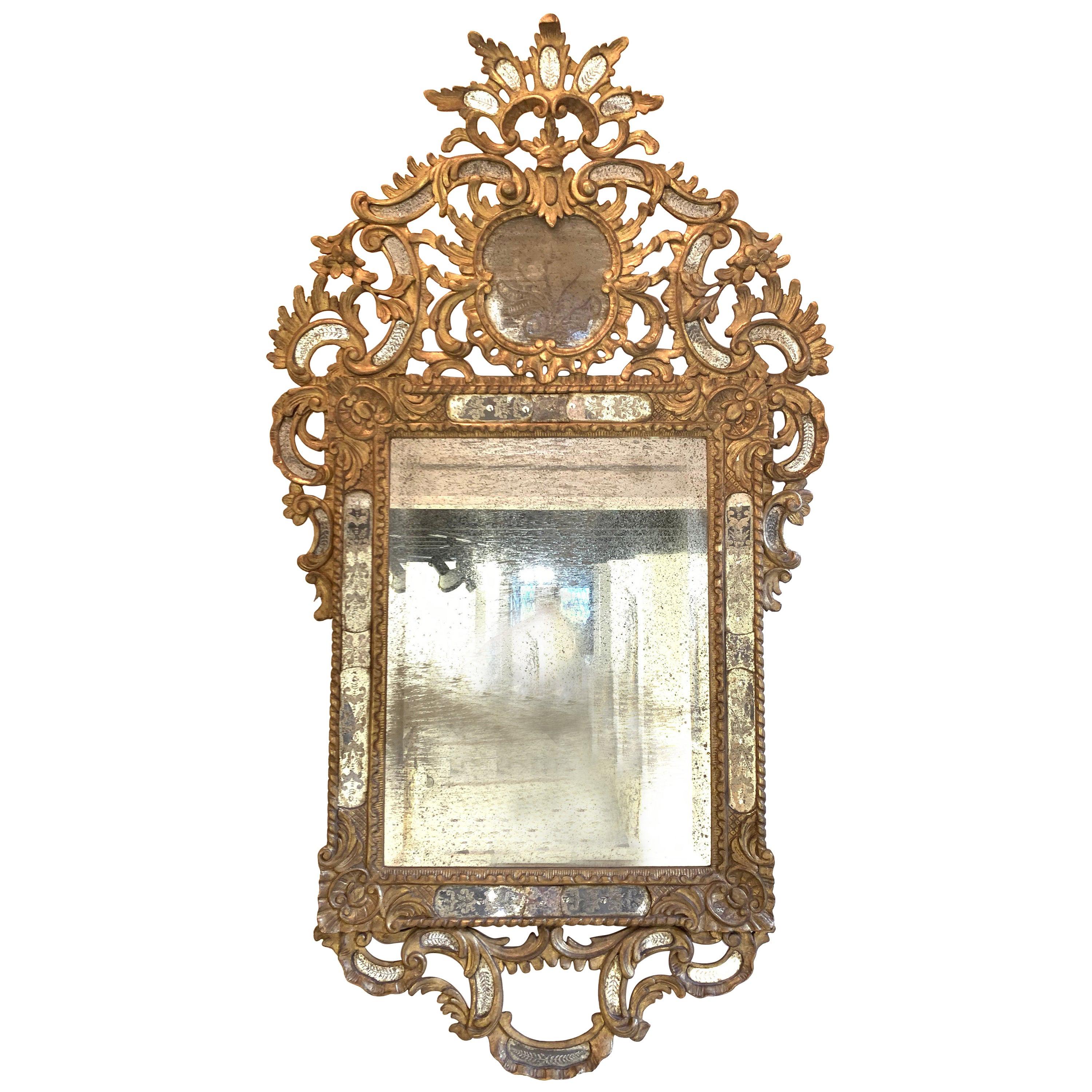 Italian Venetian Style Carved and Giltwood Mirror